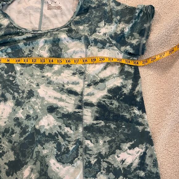 Lane Bryant Livi Activewear Womens’s 18/20 Long Teal and White Stretch Top - Picture 4 of 6